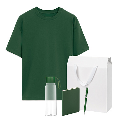 Набор с одеждой RUST (футболка, бутылка, ежедневник, ручка), зеленый 2, M/L (Зеленый, белый)