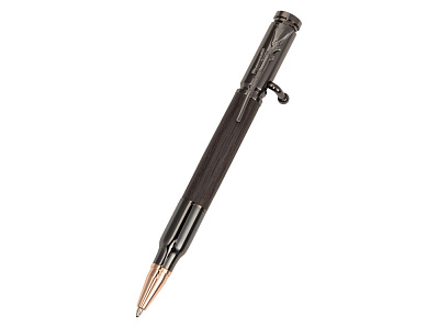 Ручка шариковая Морёный дуб (Ручка- темно-коричневый, gun, розовое золото, подарочная коробка- зеленый)