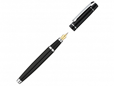Ручка металлическая перьевая VIP F с зеркальной гравировкой (Черный)