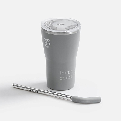 Термостакан Sapporo без логотипа, серый