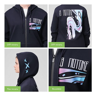 Толстовка на молнии с капюшоном MATEO темно-синяя, размер XXL