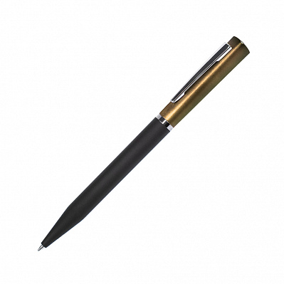 Ручка шариковая M1, пластик, металл, покрытие soft touch (Золотистый, черный)