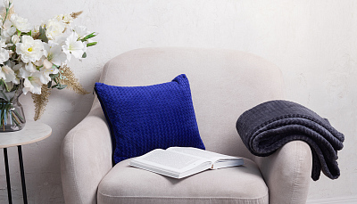 Плед "Волна", темно-синий