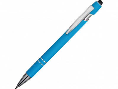 Ручка-стилус металлическая шариковая Sway soft-touch (Голубой/серебристый)