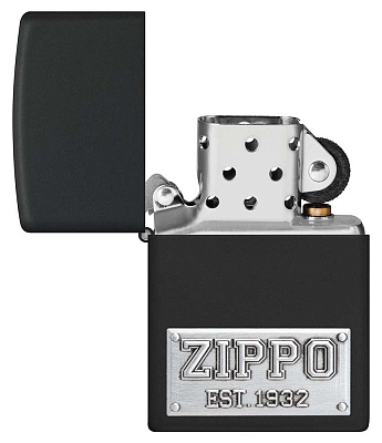Зажигалка ZIPPO License Plate с покрытием Black Matte, латунь/сталь, черная, 38x13x57 мм