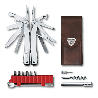 Мультитул VICTORINOX SwissTool Spirit X Plus Ratchet 105 мм 36 функций в кожаном чехле