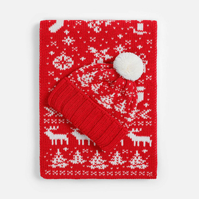 Шарф Holidale, красный с молочным