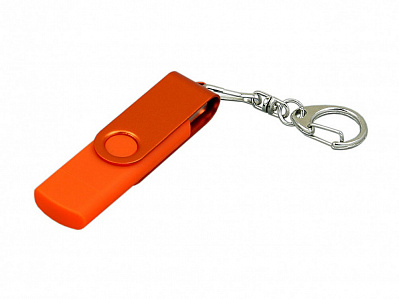 USB 2.0- флешка на 64 Гб с поворотным механизмом и дополнительным разъемом Micro USB (Оранжевый)