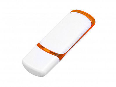 USB 2.0- флешка на 16 Гб с цветными вставками (Белый/оранжевый)