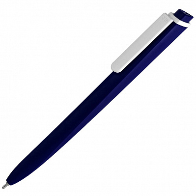 Ручка шариковая Pigra P02 Mat, темно-синяя с белым (Темно-синий)