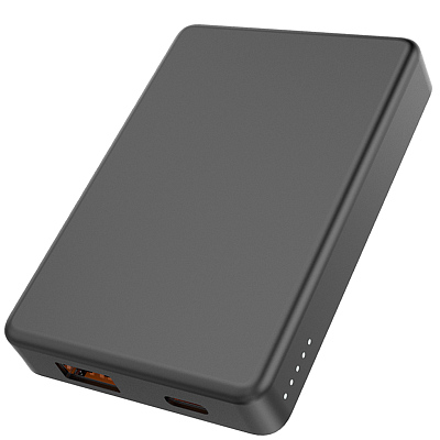 Магнтиный внешний аккумулятор Magnetic с беспроводной зарядкой (5W), 5000 Mah, черный
