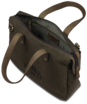 Сумка KLONDIKE DAWSON «Payton», хлопок/натуральная кожа в оливковом цвете, 35,5 x 31 x 11 см