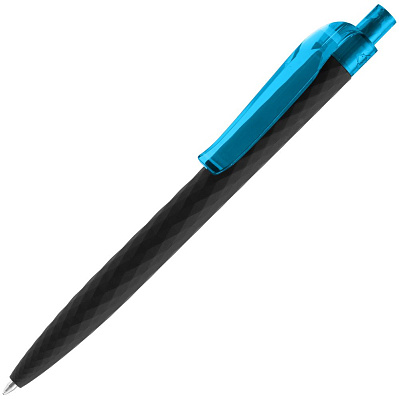 Ручка шариковая Prodir QS01 PRT-P Soft Touch, черная с голубым (Голубой)