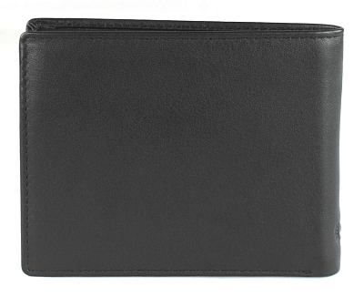 Портмоне BUGATTI Vertice, чёрное, натуральная воловья кожа, 10,5х1,5х8,5 см