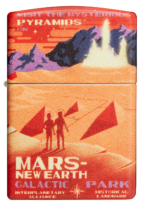 Зажигалка ZIPPO Mars Design с покрытием 540 Matte, латунь/сталь, красная, матовая, 38x13x57 мм