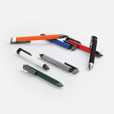 Ручка шариковая Standic с подставкой для телефона, черная