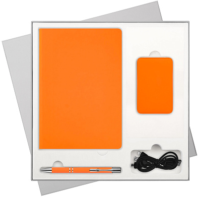 Подарочный набор Spark  (ежедневник, ручка, аккумулятор) (Оранжевый)