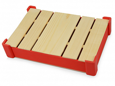 Подарочная деревянная коробка (Красный/натуральный)