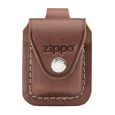 Чехол ZIPPO для широкой зажигалки, кожа, с кожаным фиксатором на ремень , 57x30x75 мм (Коричневый)