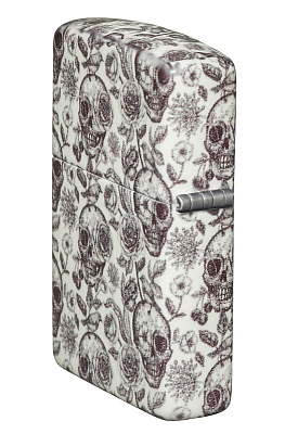 Зажигалка ZIPPO Skeleton с покрытием Glow in the Dark Green, латунь/сталь, серая, 38x13x57 мм