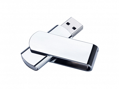 USB 2.0- флешка на 64 Гб глянцевая поворотная (Серебристый/глянец)