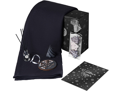 Подарочный набор Re:Home с пледом, свечой и диффузором (Чёрный)