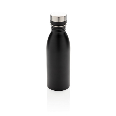 Бутылка для воды Deluxe из переработанной нержавеющей стали, 500 мл (Черный;)