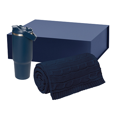 Подарочный набор Montana  (плед, термокружка) (Синий)