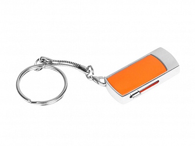 USB 2.0- флешка на 32 Гб с выдвижным механизмом и мини чипом (Серебристый/оранжевый)