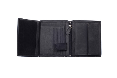 Бумажник KLONDIKE Yukon, натуральная кожа в черном цвете, 10 х 2 х 12,5 см