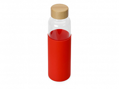 Стеклянная бутылка для воды в силиконовом чехле Refine (Прозрачный, красный, натуральный)
