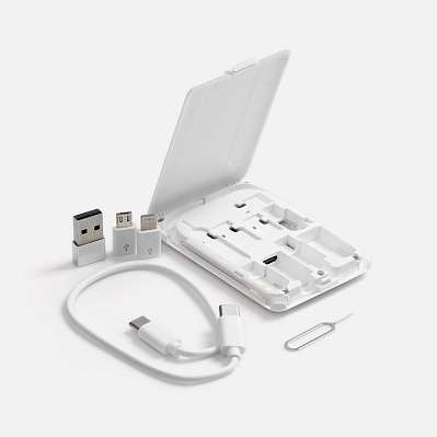 Органайзер с беспроводной зарядкой и набором адаптеров Octopod  (Белый)