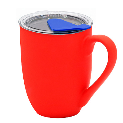 Кружка с крышкой Velvet Duo, софт-тач, красная/синяя (Красный/синий) Кружка с крышкой Velvet Duo, софт-тач, красная/синяя (Красный/синий)