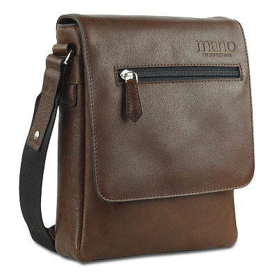 Сумка через плечо Mano "Don Valentino", натуральная кожа в коричневом цвете, 21 х 25 х 5 см