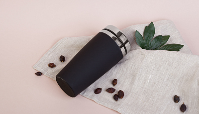 Термостакан "Эльбрус" 400 мл, покрытие soft touch, черный