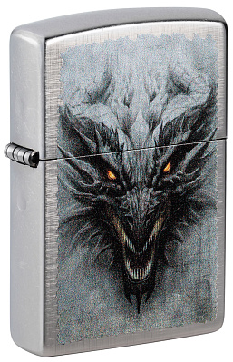 Зажигалка ZIPPO Dragon Design с покрытием Linen Weave, латунь/сталь, серебристая, 38x13x57 мм (Серебристый)