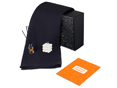 Подарочный набор Re:y. Cocoon с пледом, свечой и диффузором (Чёрный)