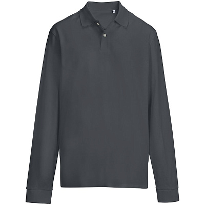 Рубашка поло унисекс с длинным рукавом Pacific LSL, темно-серая (графит) (Графит)