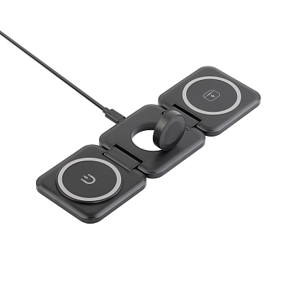 Складная беспроводная (15W) зарядная станция "Flip" с MagSafe, черный