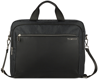 Портфель мужской BUGATTI Sera, антрацитовый, полиэстер, 40х11х34 см, 15 л