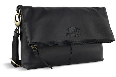 Сумка женская KLONDIKE RUSH «Jessica», натуральная кожа в черном цвете, 30 х 20/33 х 4,5 см