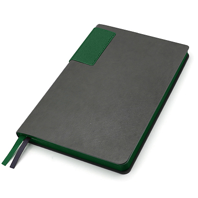 Ежедневник A5 недатированный Molfetta в мягком переплёте, серый/тёмно-зеленый
