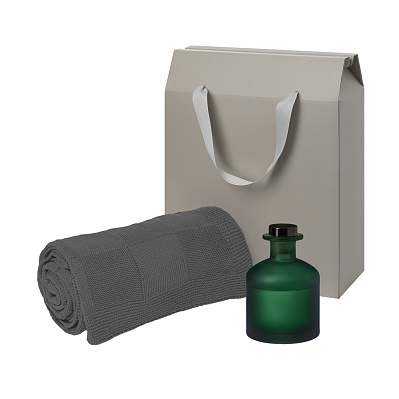 Подарочный набор Mizu, Cella, зеленый (диффузор, плед) (Зеленый, серый)