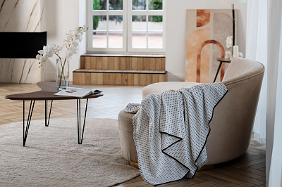 Плед Fringy, белый с черным