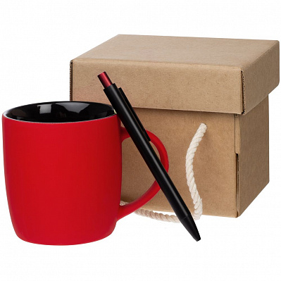 Набор Color Block: кружка и ручка  с черным (Красный)