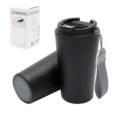 Термокружка Surprise To Go с индикатором, чёрная/серая (Черный/серый)
