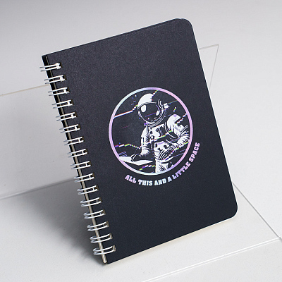 Блокнот на двойной пружине HELIX MINI, 105 х 150  мм, черный с белым, блок в клетку