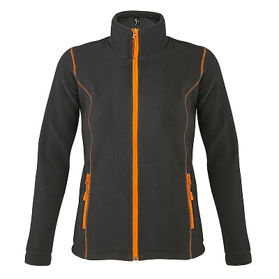 Толстовка женская флисовая NOVA WOMEN 200 (Темно-серый, оранжевый)