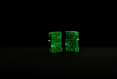 Зажигалка ZIPPO Pattern с покрытием Glow In The Dark Green, латунь/сталь, черно-зеленая, 38x13x57 мм