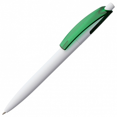 Ручка шариковая Bento, белая с зеленым (Зеленый)